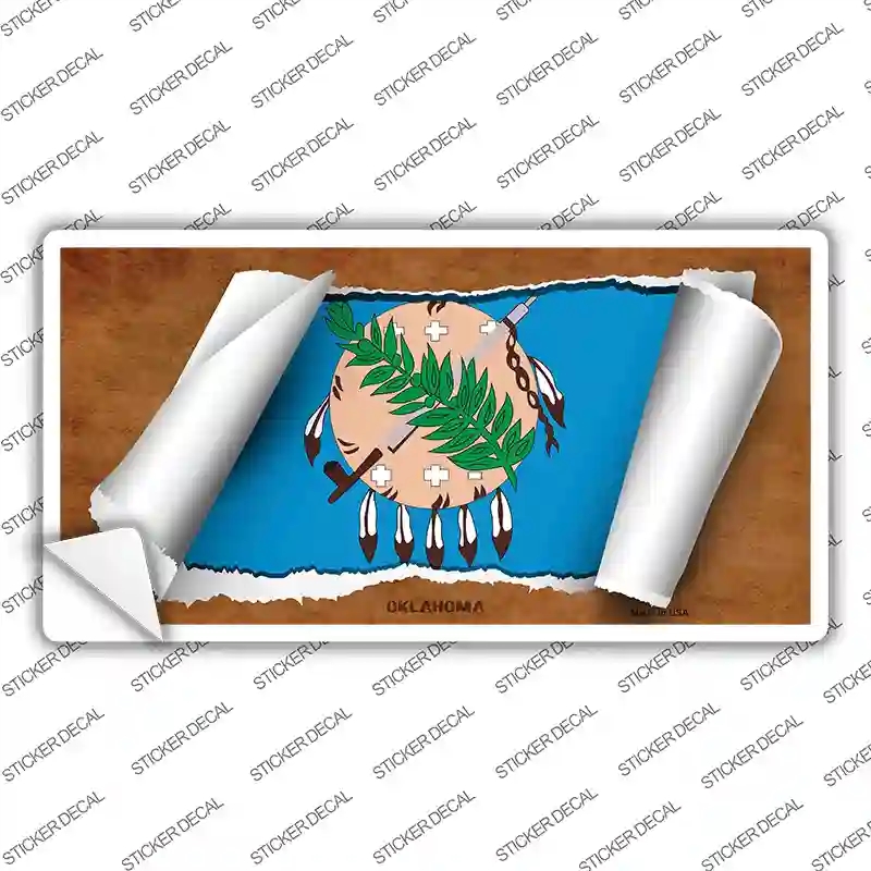 LP-9042s-S Oklahoma Flag Scroll Novelty Sticker Decal - Small