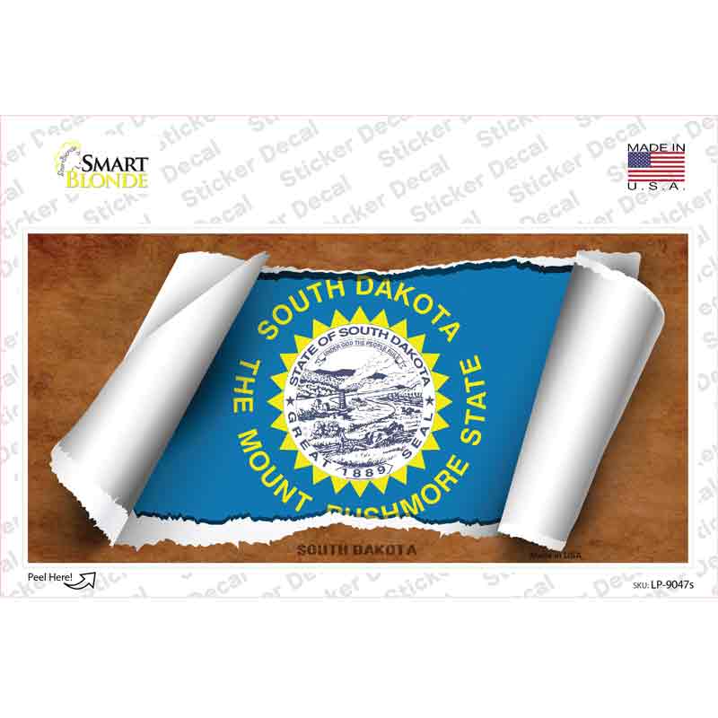 LP-9047s-M South Dakota Flag Scroll Novelty Sticker Decal - Medium