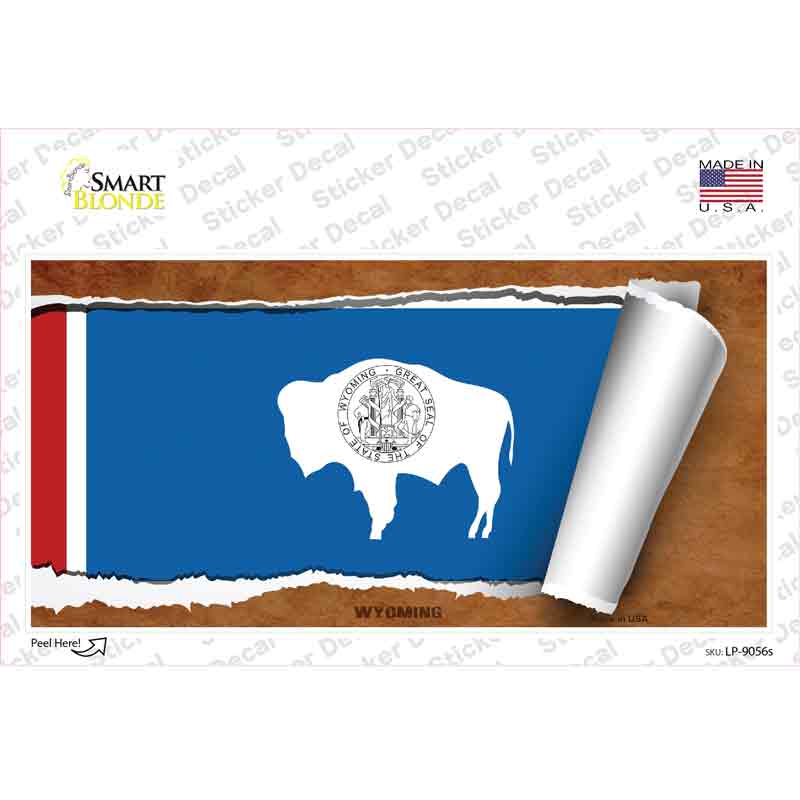 LP-9056s-M Wyoming Flag Scroll Novelty Sticker Decal - Medium
