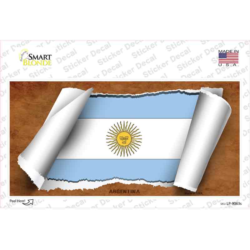 LP-9063s-M Argentina Flag Scroll Novelty Sticker Decal - Medium