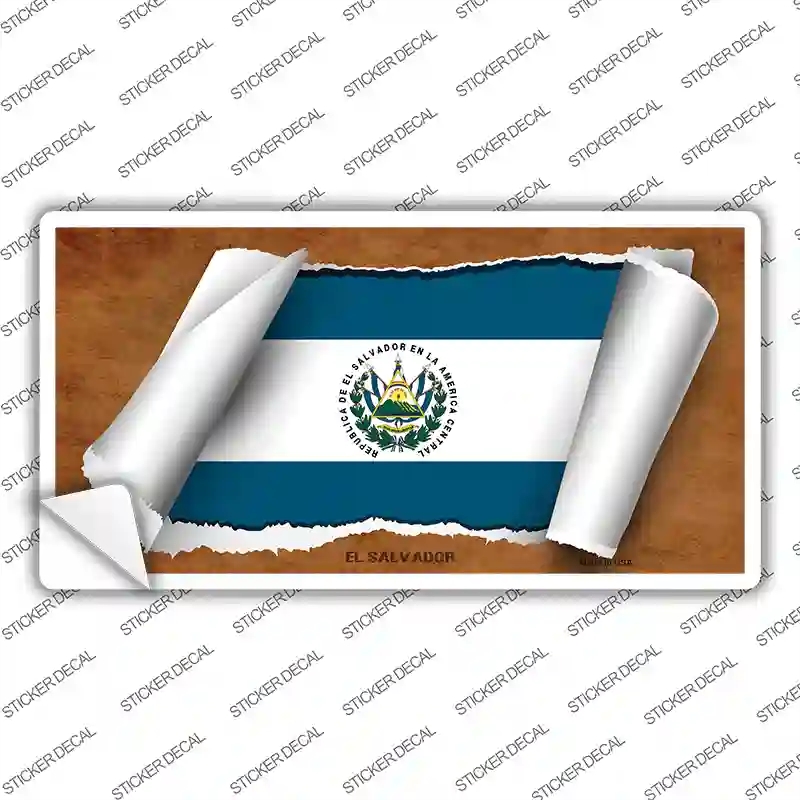 LP-9065s-L El Salvador Flag Scroll Novelty Sticker Decal - Large