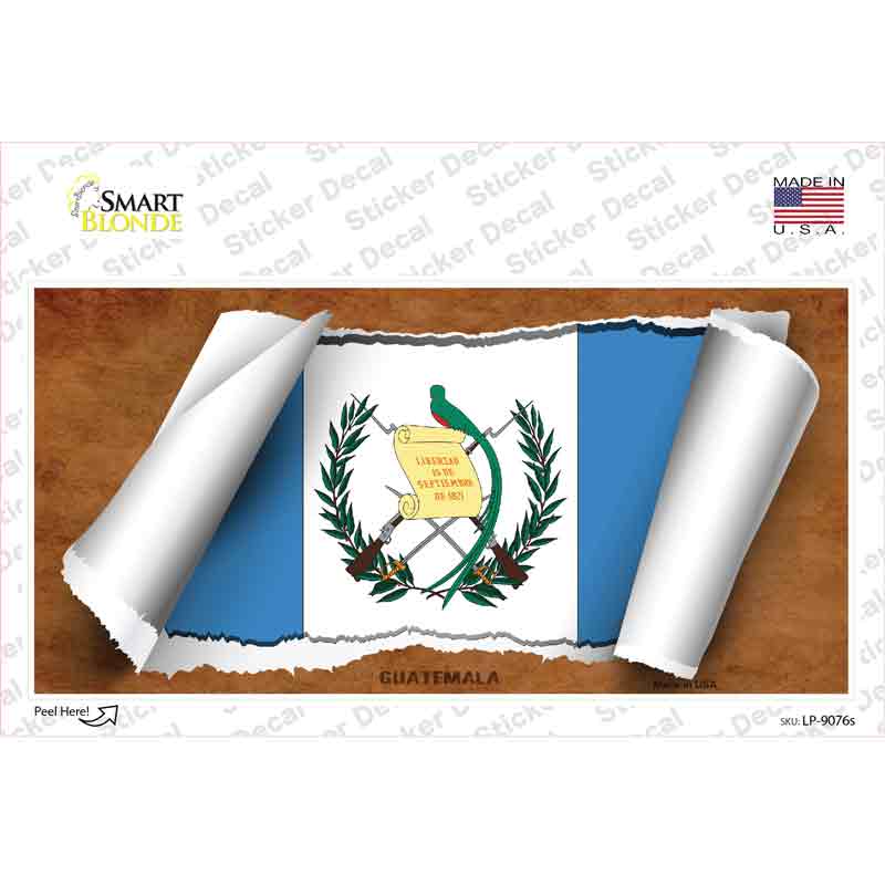 LP-9076s-M Guatemala Flag Scrolls Novelty Sticker Decal - Medium