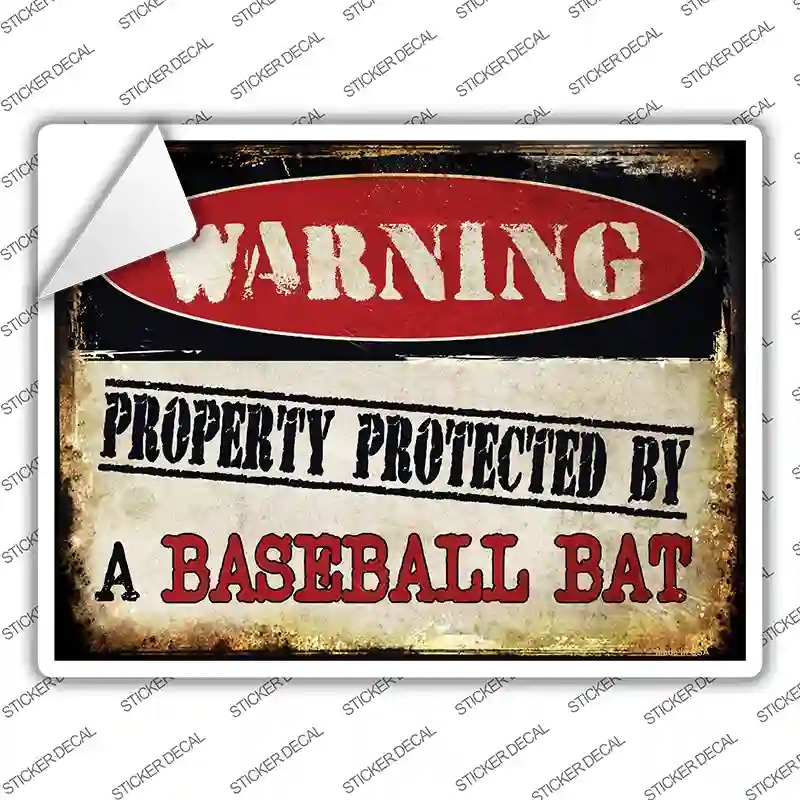 P-1375s-L Baseball Bat Novelty Rectangle Sticker Decal - Large