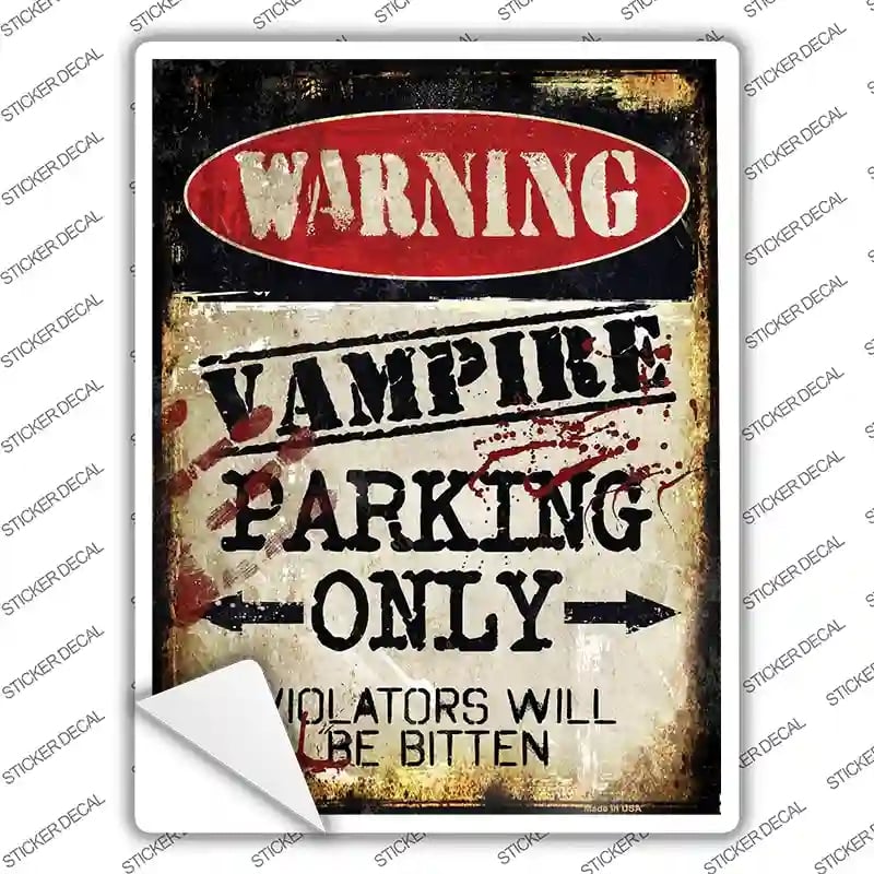 P-1379s-L Vampire Only Novelty Rectangle Sticker Decal - Large