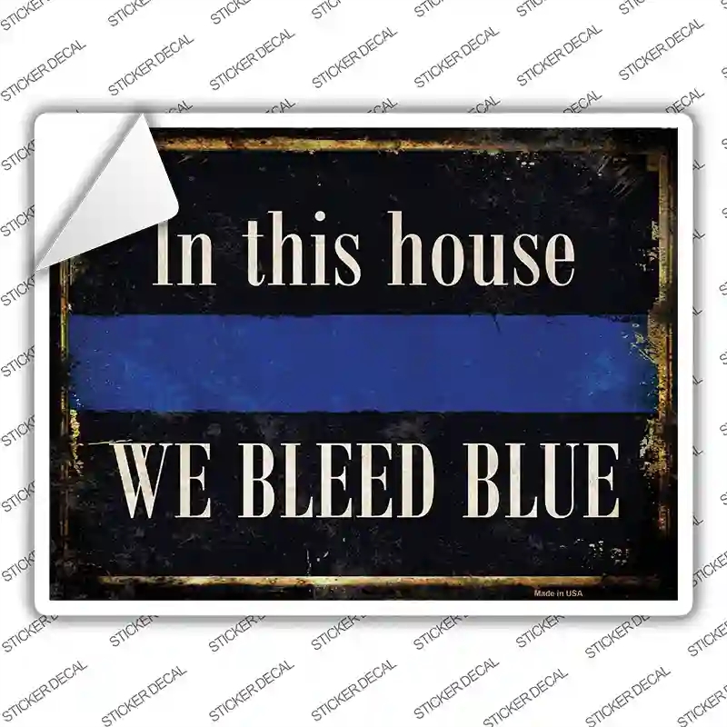 P-1383s-S We Bleed Blue Novelty Rectangle Sticker Decal - Small