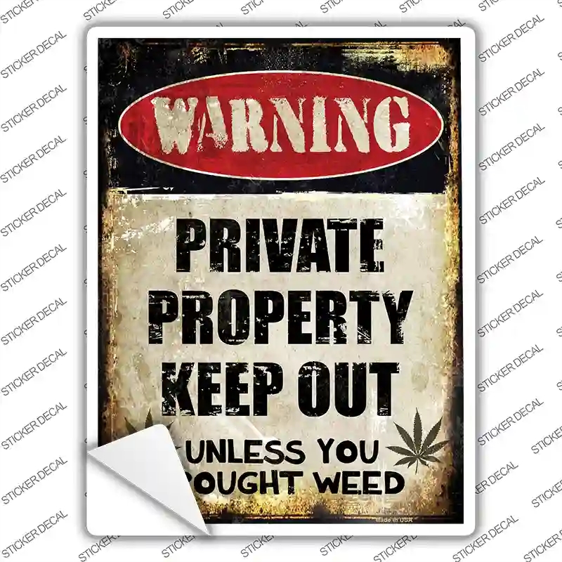 P-1395s-S Private Property Novelty Rectangle Sticker Decal - Small