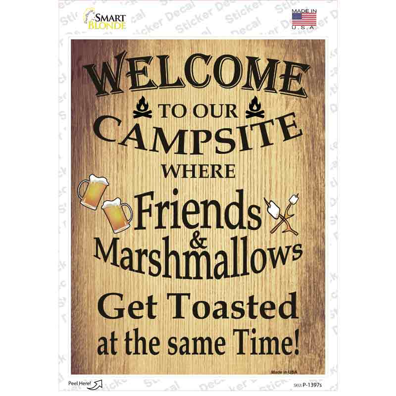 P-1397s-M Campsite Novelty Rectangle Sticker Decal - Medium