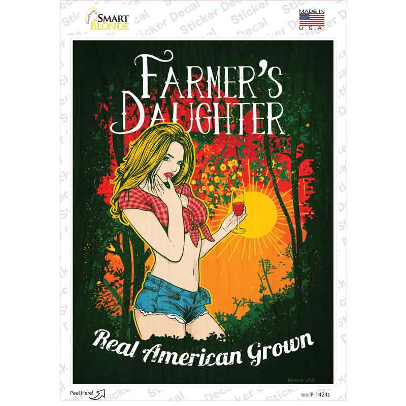P-1424s-M Farmers Daughter Novelty Rectangle Sticker Decal - Medium