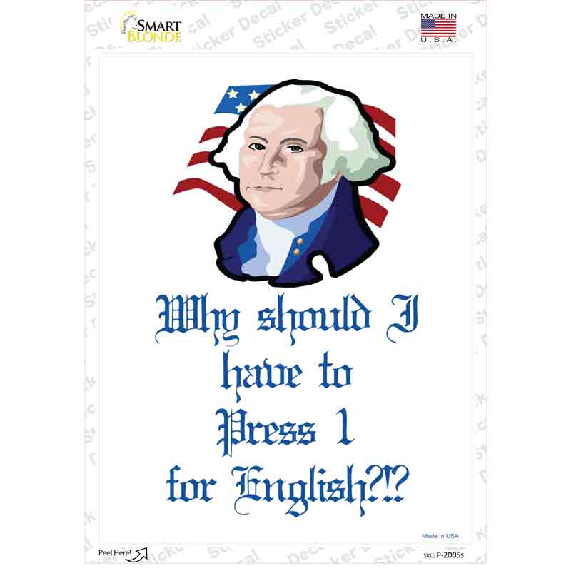 P-2005s-M Press 1 for English Novelty Rectangle Sticker Decal - Medium