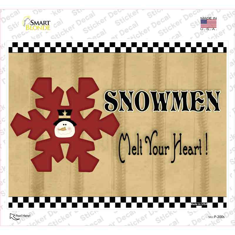 P-200s-M Snowflake Snowmen Novelty Rectangle Sticker Decal - Medium