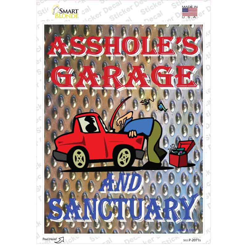 P-2071s-M Garage & Sanctuarys Novelty Rectangle Sticker Decal - Medium