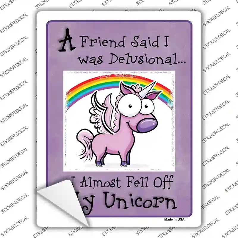P-2096s-XL Delusional Unicorn Purple Novelty Rectangle Sticker Decal - Extra Large