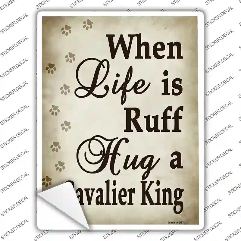 P-1607s-S Hug A Cavalier King Novelty Rectangle Sticker Decal - Small