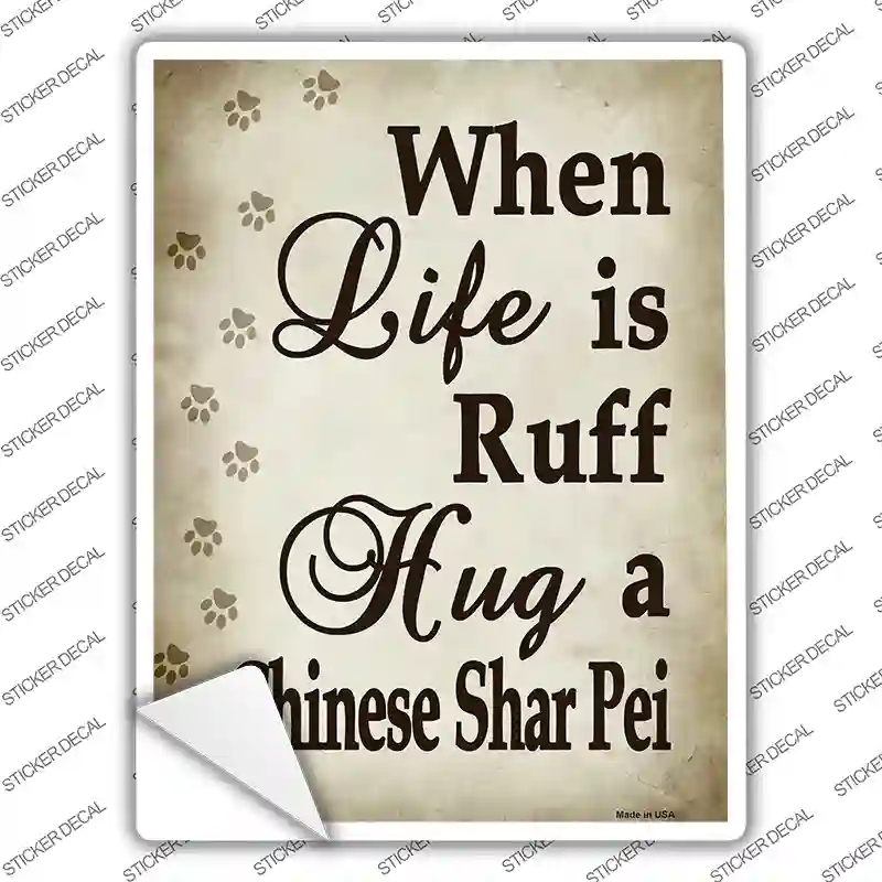 P-1608s-XL Hug A Chinese Shar Fei Novelty Rectangle Sticker Decal - Extra Large