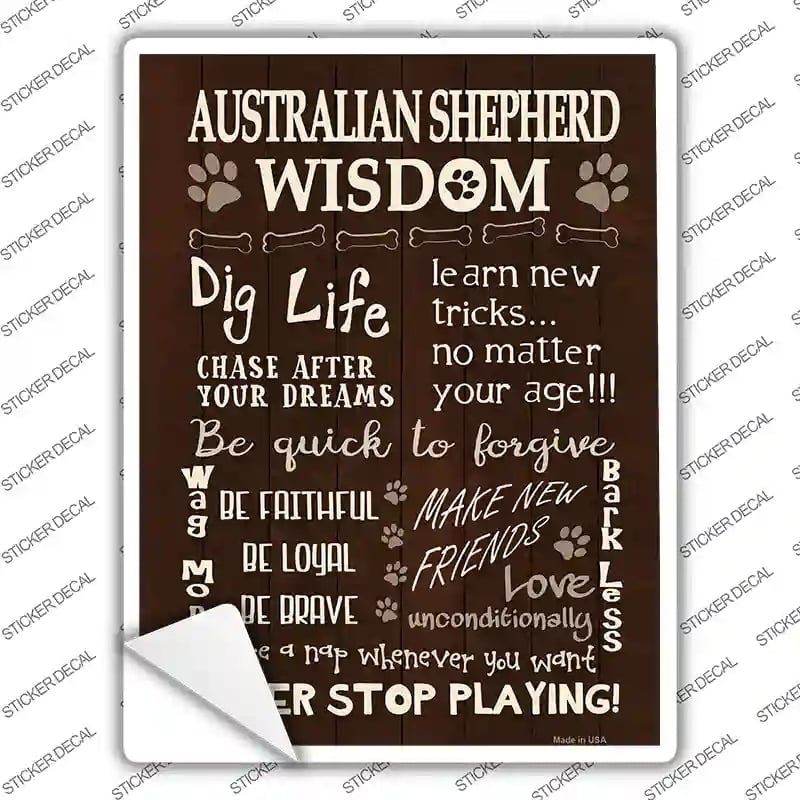 P-1646s-S Australian Shepherd Hound Wisdom Novelty Rectangle Sticker Decal - Small