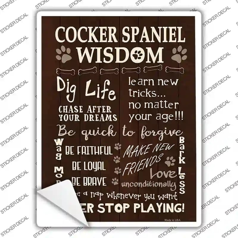 P-1654s-S Cocker Spaniel Wisdom Novelty Rectangle Sticker Decal - Small