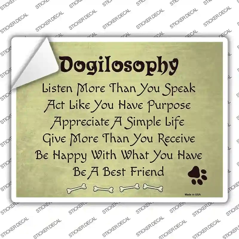 P-1040s-L Dogilosophy Novelty Rectangle Sticker Decal - Large
