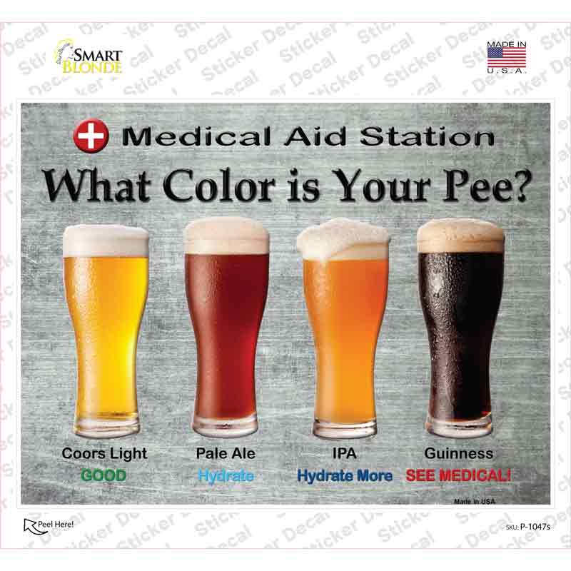 P-1047s-M What Color is Your Pee Novelty Rectangle Sticker Decal - Medium