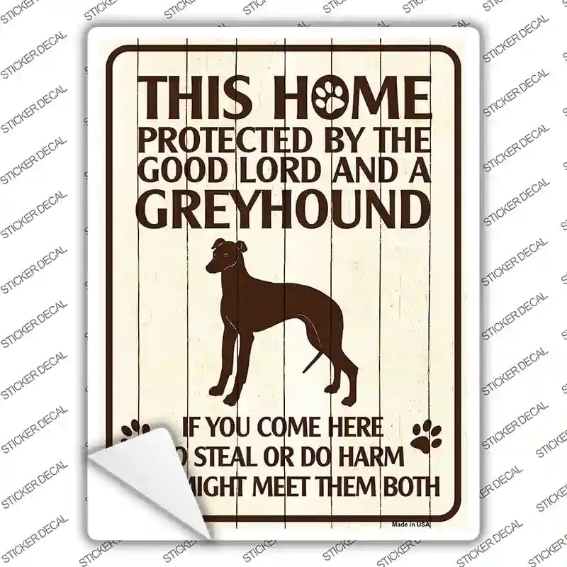 P-1681s-L Protected by A Greyhound Novelty Rectangle Sticker Decal - Large