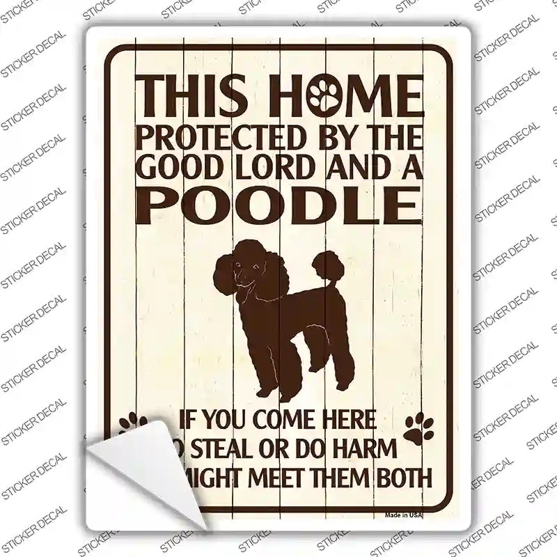 P-1685s-XL Protected by A Poodle Novelty Rectangle Sticker Decal - Extra Large
