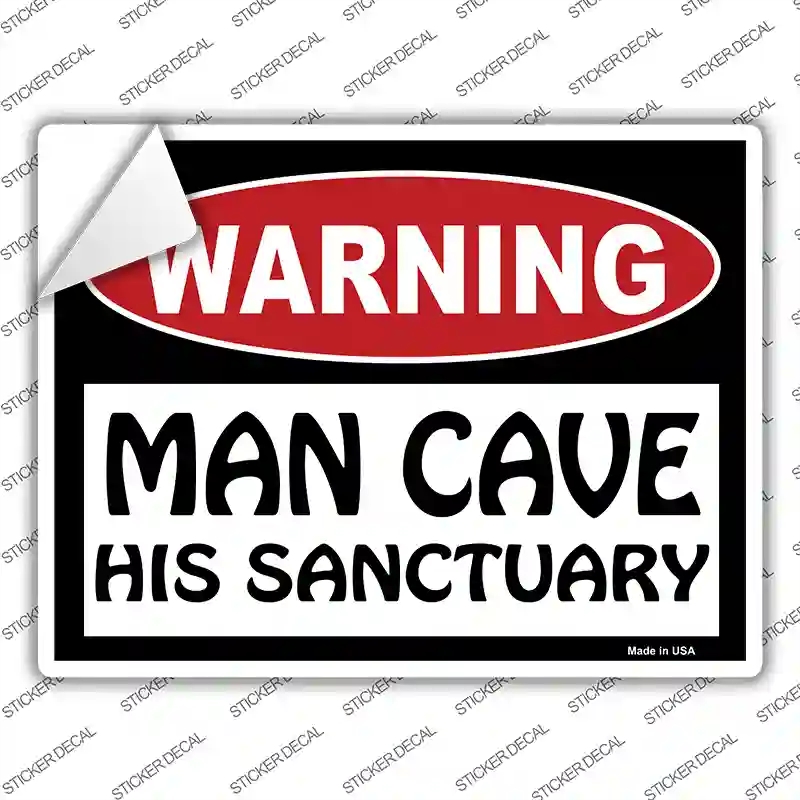 P-171s-XL Man Cave His Sanctuary Novelty Rectangle Sticker Decal - Extra Large
