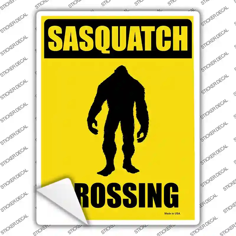 P-1733s-L Sasquatch Crossing Novelty Rectangle Sticker Decal - Large