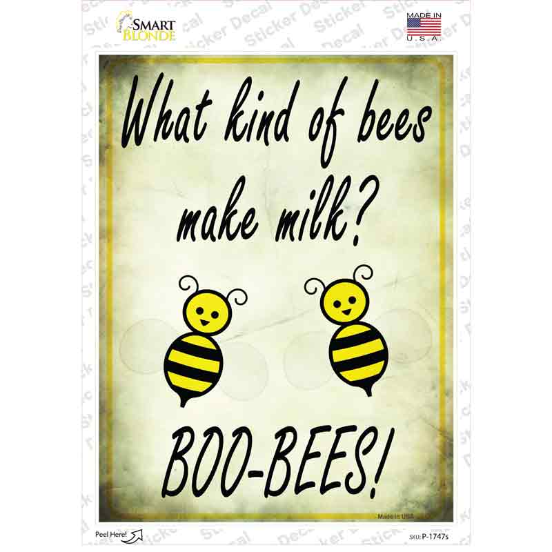 P-1747s-M Boo Bees Pun Novelty Rectangle Sticker Decal - Medium
