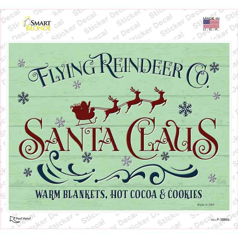P-3886s-M Flying Reindeer Co Novelty Rectangle Sticker Decal - Medium