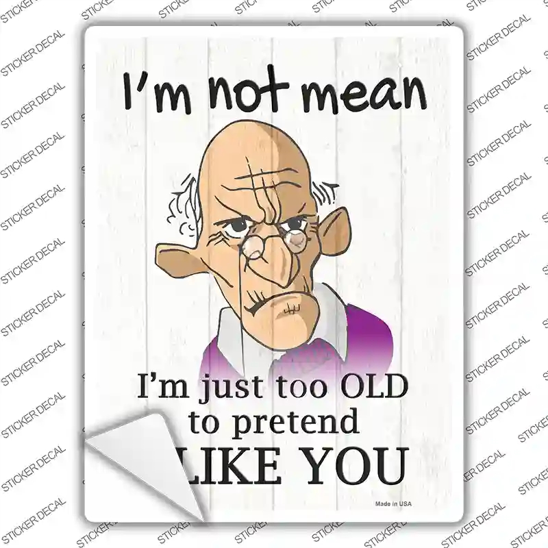 P-3450s-S Im Not Mean Male Novelty Rectangle Sticker Decal - Small