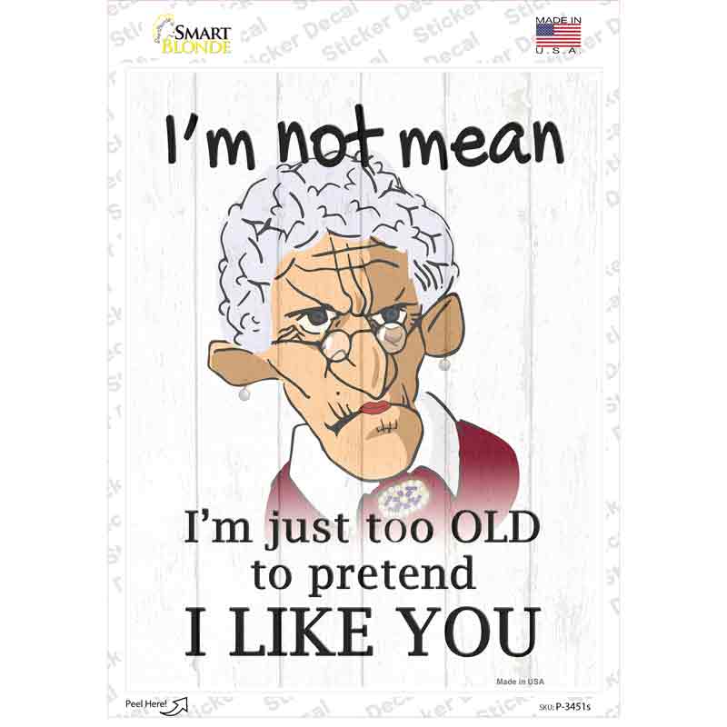 P-3451s-M Im Not Mean Female Novelty Rectangle Sticker Decal - Medium
