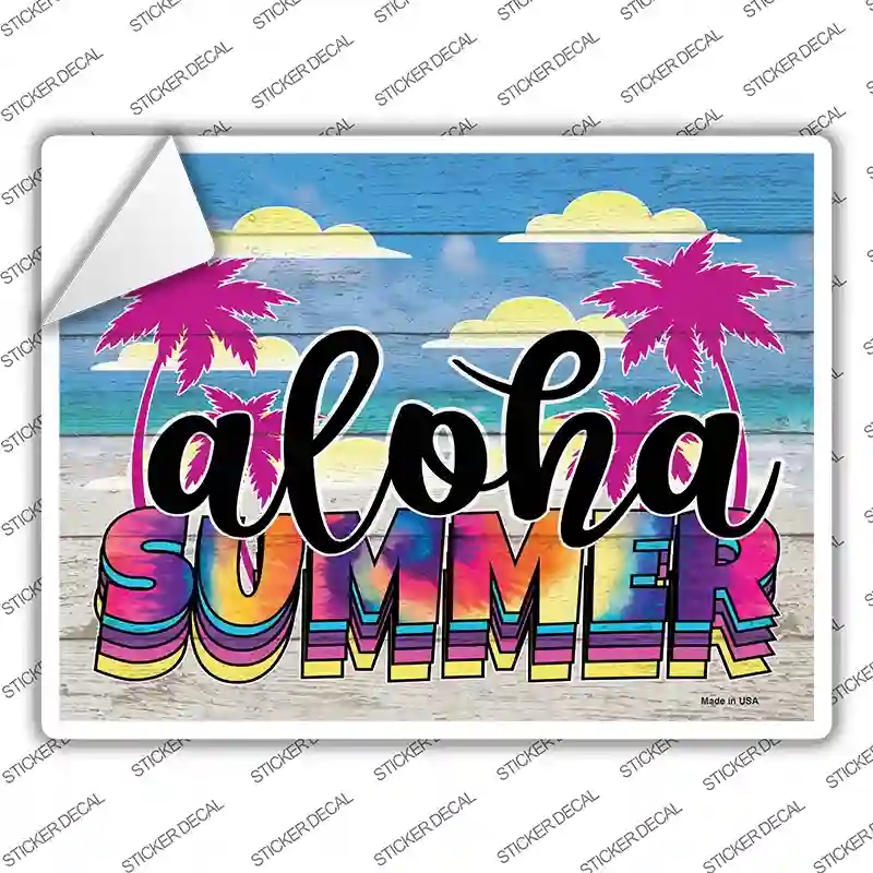 P-3567s-S Aloha Summer Tie Dye Novelty Rectangle Sticker Decal - Small