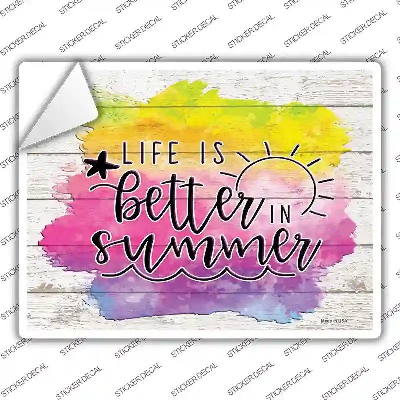 P-3569s-L Better in Summer Watercolor Novelty Rectangle Sticker Decal - Large