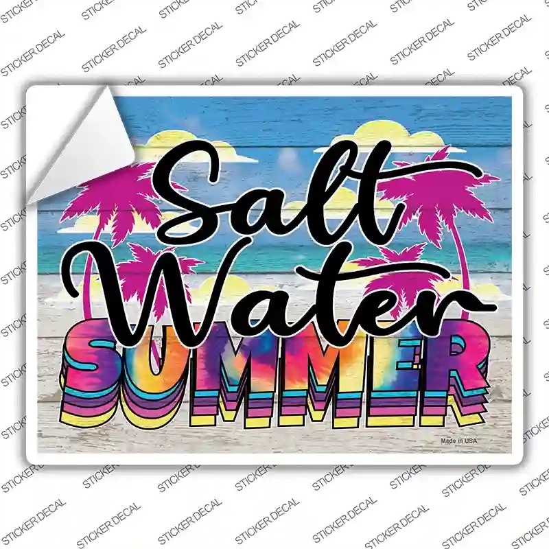 P-3573s-XL Salt Water Summer Tie Dye Novelty Rectangle Sticker Decal - Extra Large
