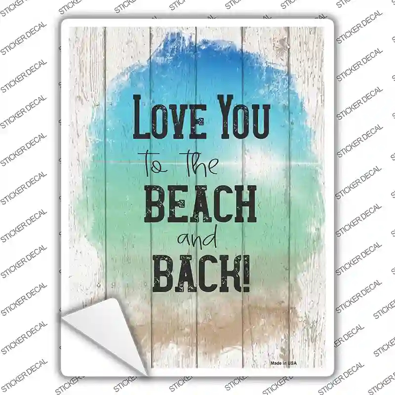 P-3574s-L Love to Beach & Back Novelty Rectangle Sticker Decal - Large