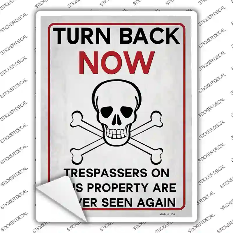 P-4106s-L Turn Back Now Novelty Rectangle Sticker Decal - Large