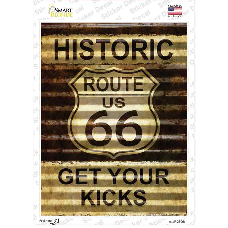 P-2306s-M Historic Route 66 Novelty Rectangle Sticker Decal - Medium