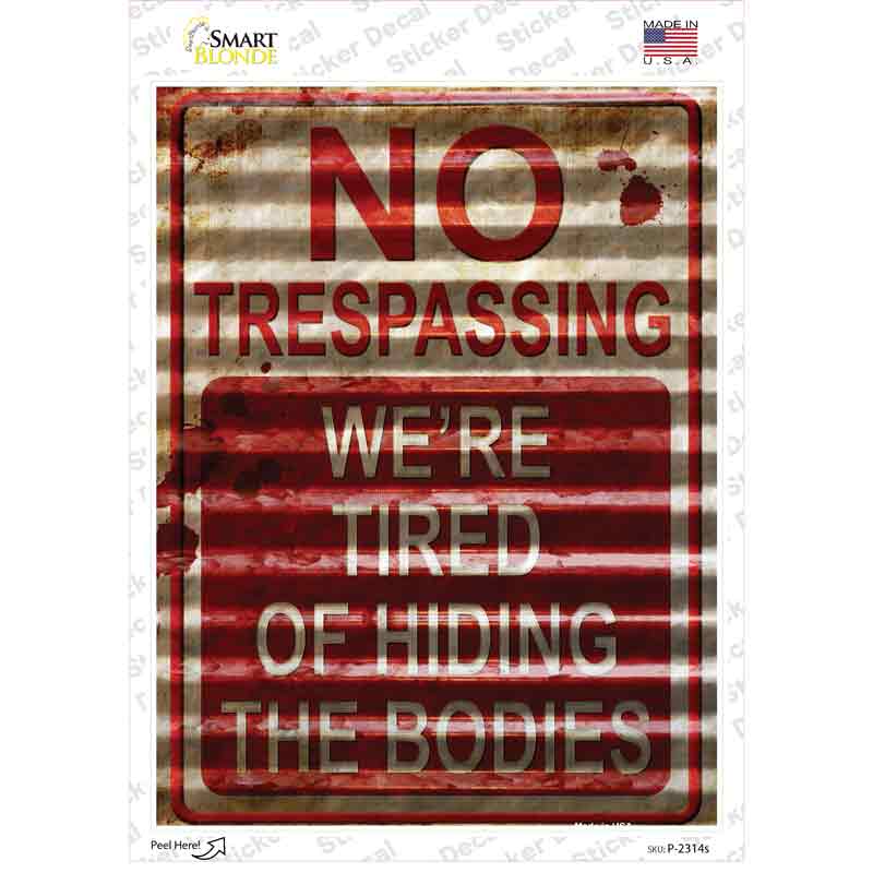 P-2314s-M No Trespassing Novelty Rectangle Sticker Decal - Medium