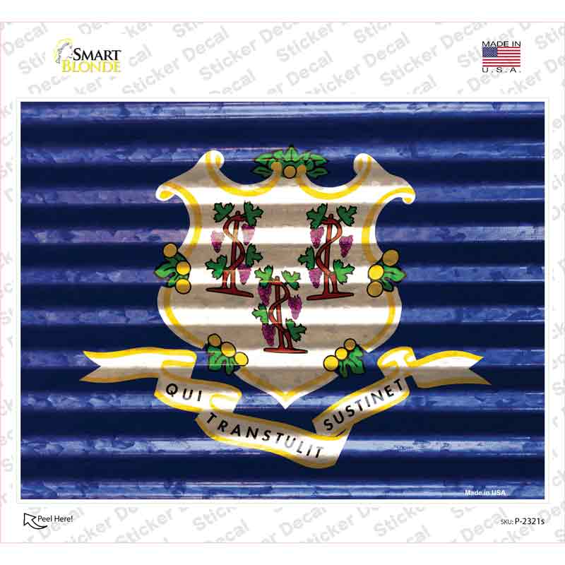 P-2321s-M Connecticut Flag Novelty Rectangle Sticker Decal - Medium