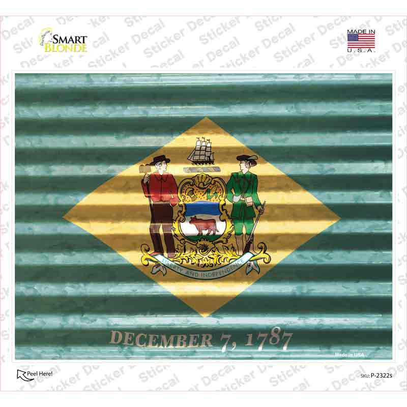 P-2322s-M Delaware Flag Novelty Rectangle Sticker Decal - Medium