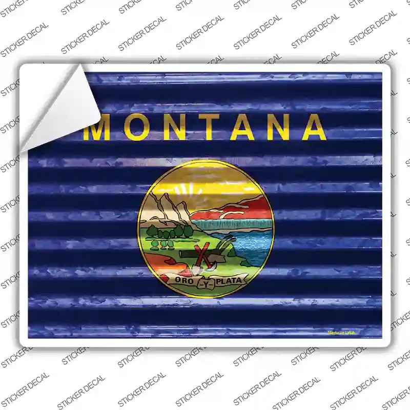P-2340s-L Montana Flag Novelty Rectangle Sticker Decal - Large