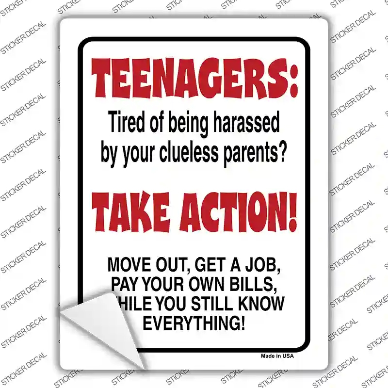 P-667s-S Teenagers Take Action Novelty Rectangle Sticker Decal - Small