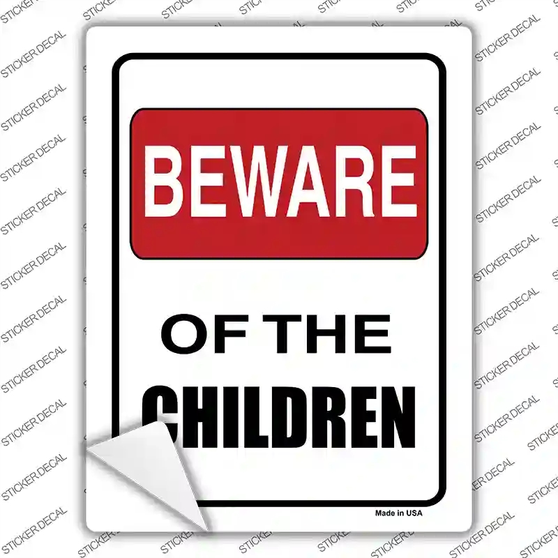 P-687s-XL Beware of Children Novelty Rectangle Sticker Decal - Extra Large