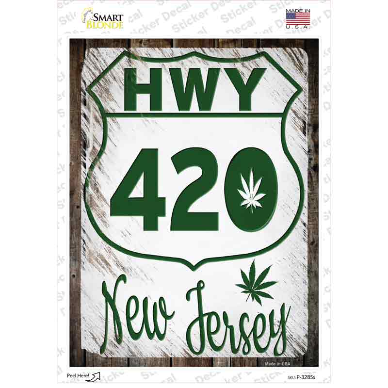 P-3285s-M HWY 420   Jersey Novelty Rectangle Sticker Decal - Medium