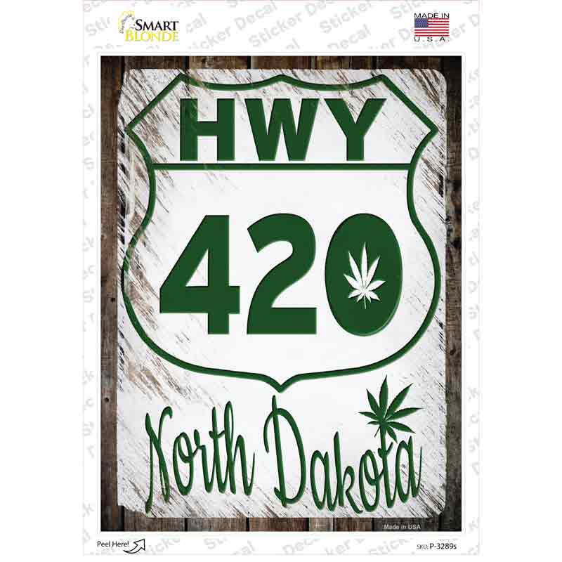P-3289s-M HWY 420 North Dakota Novelty Rectangle Sticker Decal - Medium