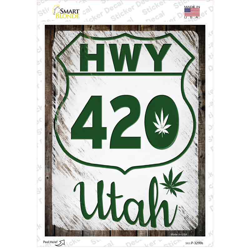 P-3299s-M HWY 420 Utah Novelty Rectangle Sticker Decal - Medium