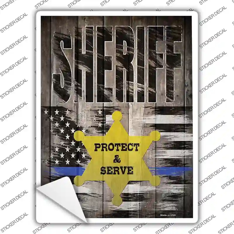 P-3320s-L Sheriff Protect & Serve Novelty Rectangle Sticker Decal - Large
