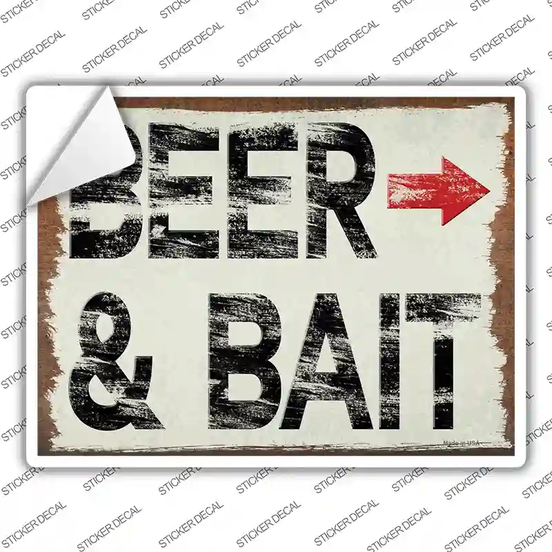 P-4146s-XL Beer & Bait Right Novelty Rectangular Sticker Decal - Extra Large