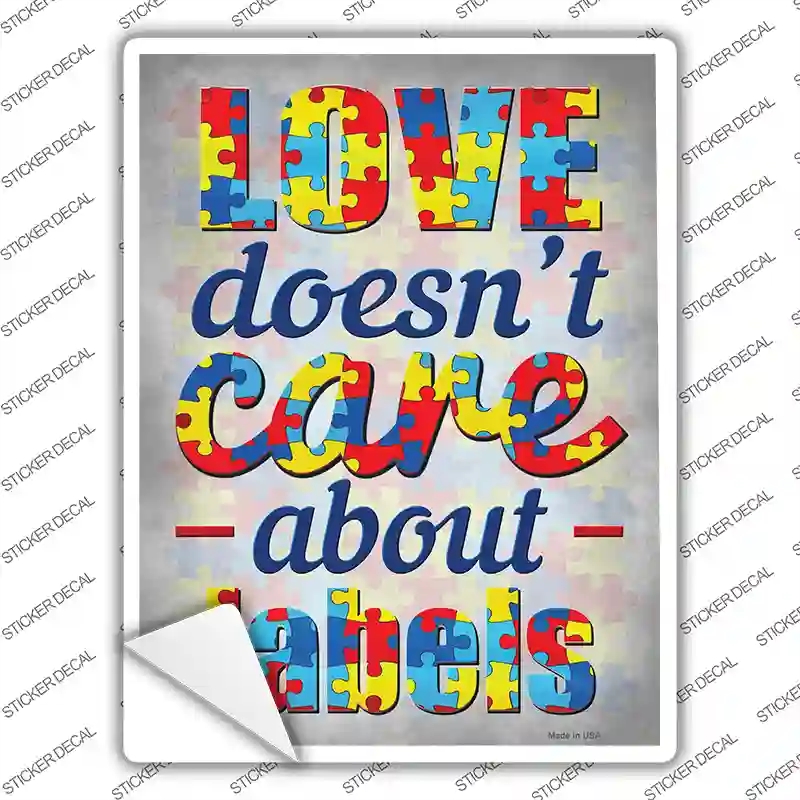P-3036s-L Love Does Not Care About Labels Novelty Rectangle Sticker Decal - Large