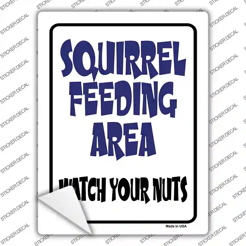 P-617s-L Squirrel Feeding Area Novelty Rectangle Sticker Decal - Large