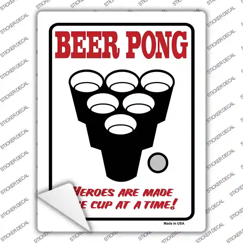 P-625s-S Beer Pong Novelty Rectangle Sticker Decal - Small